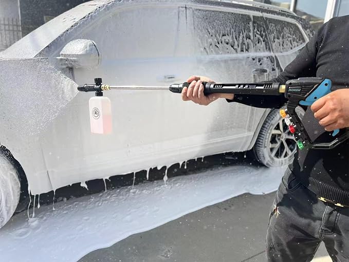 GDHXW Pressure Washer Gun with Foam Cannon, Adjustable Extension Wand, 5 Nozzles, 360° Swivel, 5000 PSI