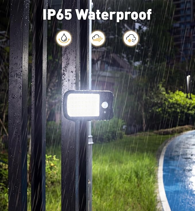 2 Pack Clip On Solar Lights Outdoor, 60 LED 500LM Motion Sensor Clamp Light, USB & Solar Powered Waterproof Security Lights for Fence Gutter Deck Camping, 1-Second Fast Install