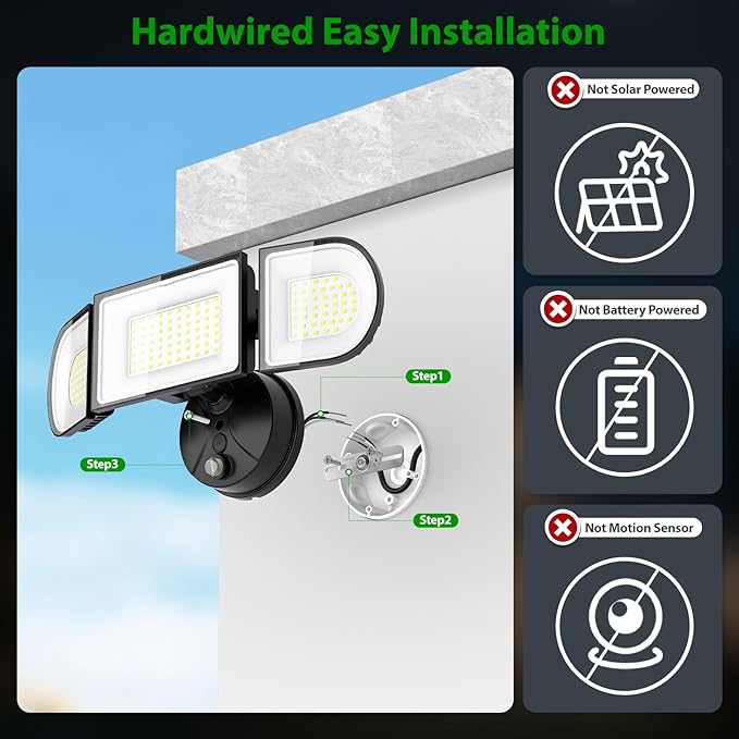 iMaihom 130W Dusk to Dawn Outdoor Lighting, 13000LM LED Security Floodlight with Photocell Auto On/Off, 3 Adjustable Heads, IP65 Waterproof, Hardwired for Garage, Yard, Driveway, 6500K Daylight