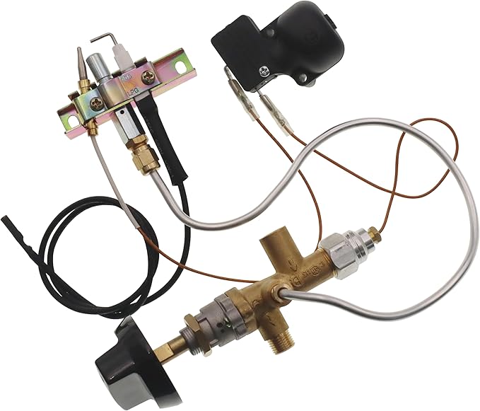 Propane Fire Pit Main Control Brass Safety Valve Kit,Heater Pilot Burner Assembly ReplaceParts include Valve Kit, Connecting tubes,Tilt switch and Safety Device Ignition Component Pilot Kit
