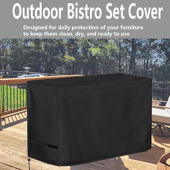 Bar Height Patio Furniture Dining Set Covers Waterproof Outdoor 60 Inch Square High Top Patio Bar Height Bistro Table & Chair Sets Winter Cover, 60"L x 60"W x 38"H