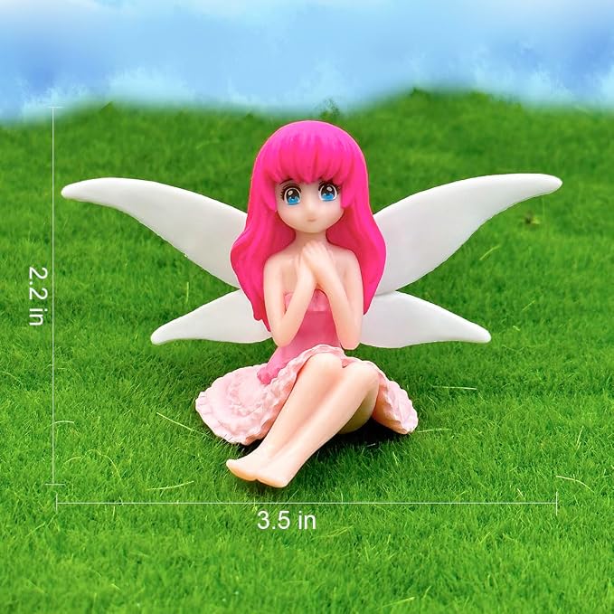 Suartus Miniature Fairy Figurines - 4Pcs Flower Small Fairies Ornaments Resin Mini Fairy Figurines Tiny Elf for DIY Fairy Garden Flower Pot Bonsai Micro Landscapes Craft Decoration Accessories
