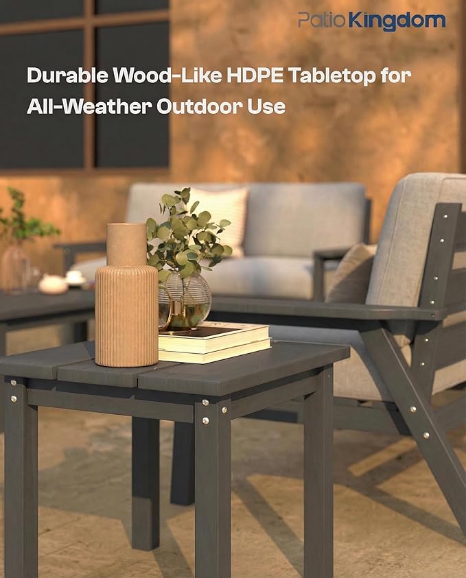 7 Piece Patio Conversation Sets, Outdoor Couch with Washable Thick Gray Cushions, HDPE Patio Furniture Set with 12FT Umbrella, Outdoor Sectional Furniture for Backyard (Grey Frame)