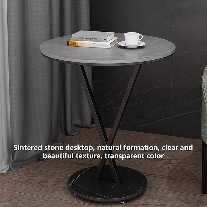 JATIBOSH Coffee Table in Living Room, Industrial Style Round End Table Metal, Small Outdoor Side Table for Bedroom Balcony Patio