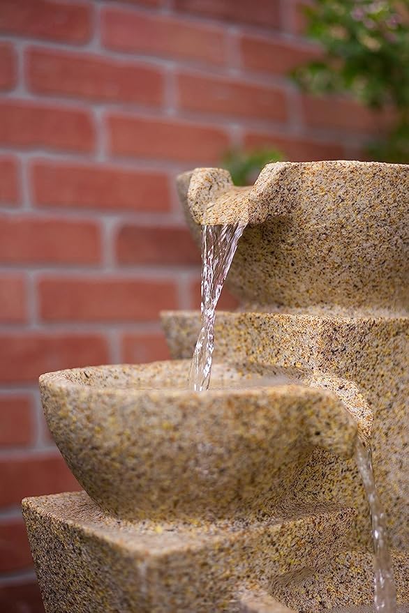 Veneto - 26" Three Bowl Cascading Waterfall Rock Fountain with LEDs