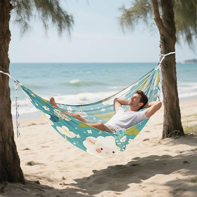 Simple Spring Sheep Cute 330lb Capacity Camping Hammocks with Tree Straps Fabric Hammock for Patio Backyard Lounge Base hamaca con soporte para adultos