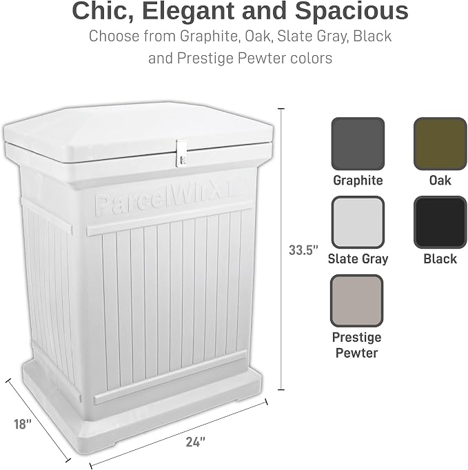 RTS Home Accents ParcelWirx Premium Vertical Storage Cabinet/Lockable Package Delivery Box with Hinged Lid, Slate Grey