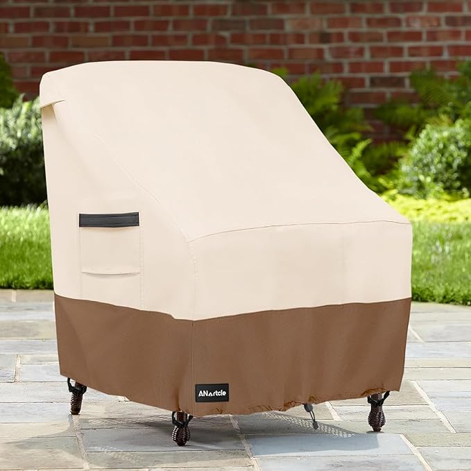 ANartcle Outdoor Swivel Lounge Chair Cover 2 Pack,Waterproof Heavy Duty Lawn Patio Chair Covers,Patio Swivel Chair Covers for Outdoor Furniture (33 W x 35 D x 38.5 H inches) Beige&Brown