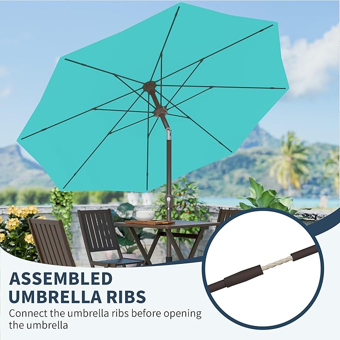 PatioKingdom 11FT Patio Umbrella,Outdoor Umbrella with Push Button Tilt and Crank,Market Table Umbrella with 8 Sturdy Fiberglass Ribs UV Protection