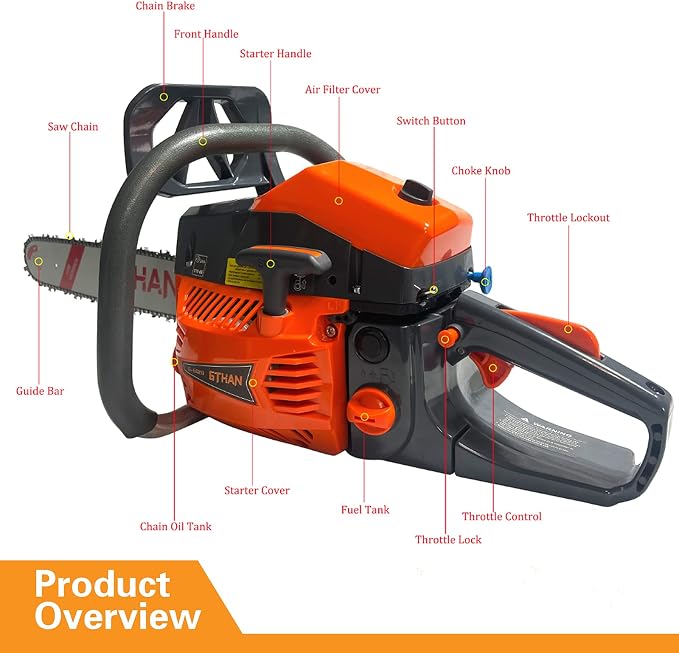 Gas Chainsaw 20 Inch 60cc Chain Saw Gas Powered 2-Cycle Handed Petrol Gasoline for Cutting Wood Outdoor Garden Farm Use