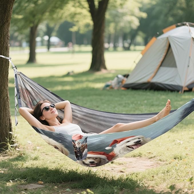 FRMG Christmas Dog Hammock 500 lbs Capacity Portable Hammocks with Tree Straps & Attached Carry Bag, Camping Essentials Gear, 2010114a