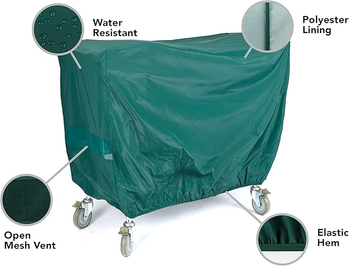 Covermates Classic Outdoor Serving Cart Cover – Lightweight All-Weather Patio Furniture Protector with Mesh Vent, Water-Resistant Vinyl, Elastic Hem & Durable Straps, 50W x 30D x 34H, Green