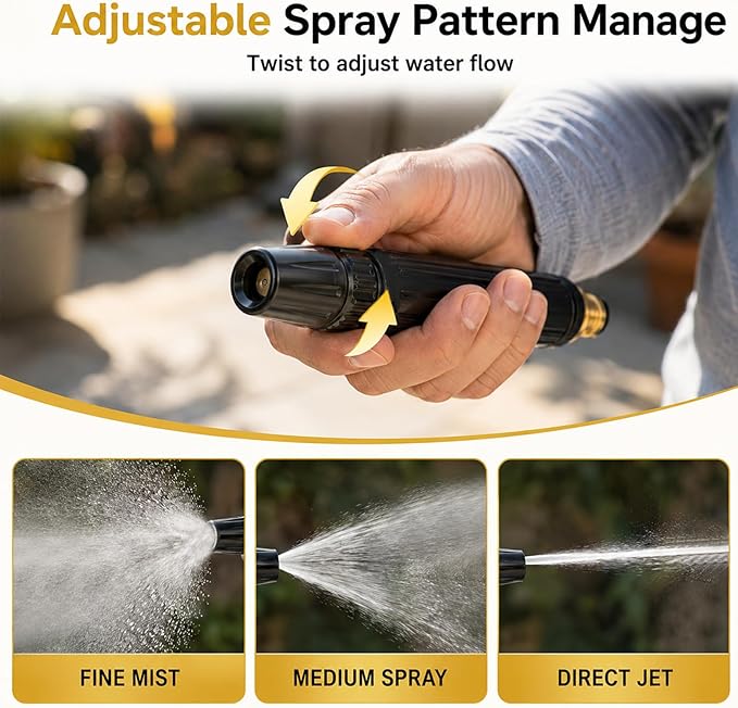 Home High-Pressure Car Wash Water Gun with Booster Nozzle and Fixation, Generic High Pressure Water Gun, Adjustable Spray Settings, for Watering Vegetables, and Car Washing (3pcs) (Nipple Type)