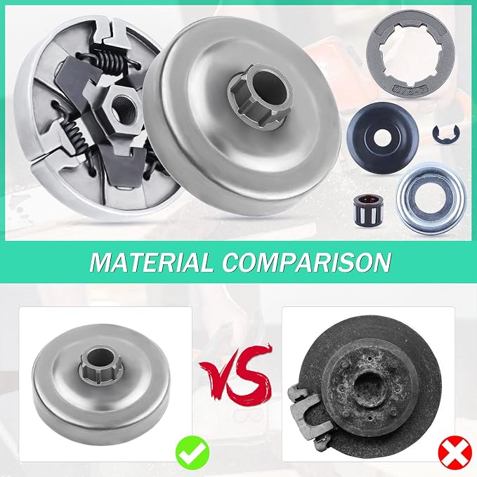 Adefol Chainsaw 3/8"-7 Clutch Drum Rim Sprocket Kit for Stihl MS660 066 064 MS640 MS661 Chainsaw, MS660 Cutch Kit With Washer E-clip Needle Bearing Replacement Parts # 1122 160 2002, 1122 007 1000