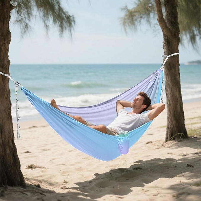 Blue-Purple Gradient 330lb Capacity Outdoor Hammock with Hanging Rope Indoor Hammock for Indoor Outdoor Patio Base para hamacas