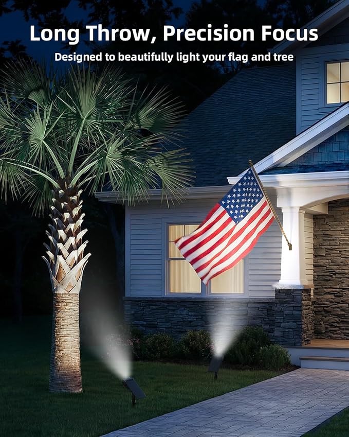 EZVALO Solar Spot Lights Outdoor IP67 Waterproof, Adjustable Solar Landscape Lights, 3 Lighting Modes Solar Spotlights for Outside Yard Garden Plant Trees Pathway Flag (Cool White-4Pack)