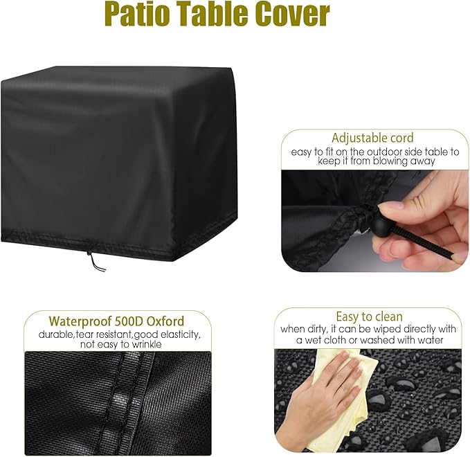 Outdoor Side Tables Cover for Utoplike Teak Outdoor Side Table for Patio, Waterproof Pool Coffee Accent Table Cover Wood End Tables Covers- 16"L x 13"W x 17"H
