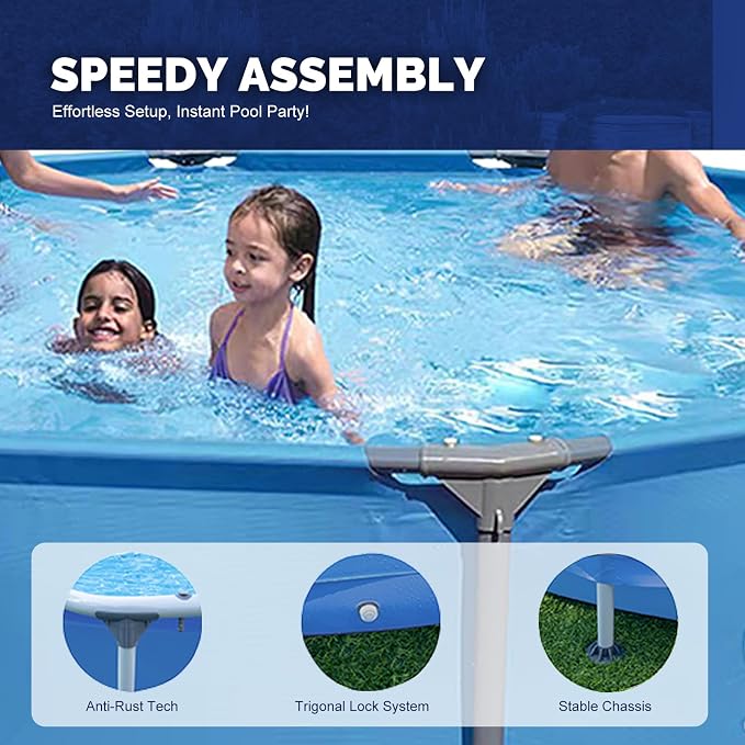 DIMAR GARDEN 10ft x 30in Above Ground Swimming Pool, Steel Frame Round Swimming Pool