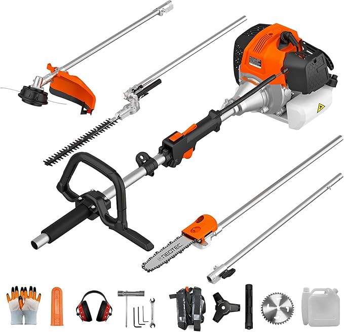 NEO-TEC 52CC 2-Stroke Gas Powered 5-in-1 Multi-Functional Weed Eater & Trimmer Combo Kit - Includes Grass Trimmer, Brush Cutter, Hedge Trimmer, Pole Saw, Blade, Extension Rod for Lawn Landscaping