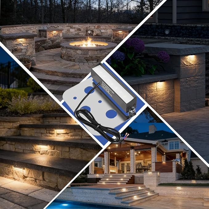 JESLED 4 Inch Retaining Wall Lights 3W LED Hardscape Lighting 12V-24V Low Voltage Step Lights 4000K Nature White Waterproof Outdoor Landscape Lighting for Patio Walls Stairs,12Pack