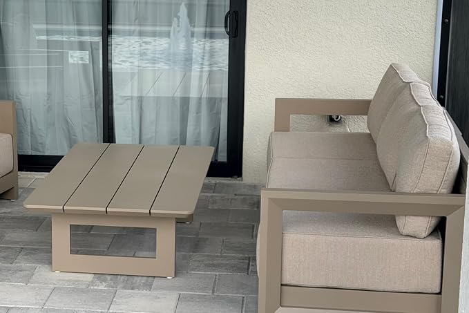 PURPLE LEAF Patio Furniture Set Enclosed Outdoor Couch with 9.6" Thick Cushion and Soft Pillows 11 Piece Modern Outdoor Conversation Sets with Table Outdoor Sectional Sofas for Yard Porch Deck, Khaki