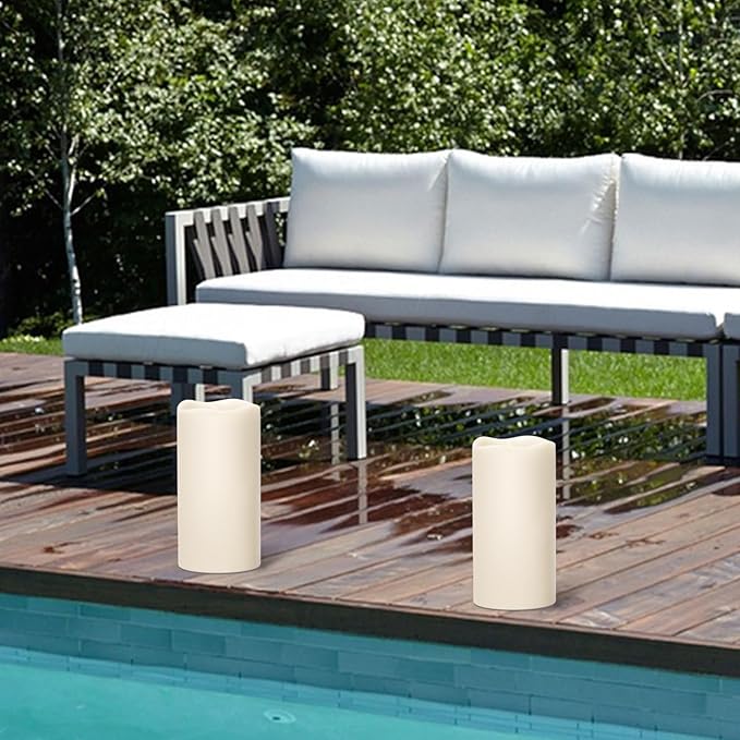 Large Solar Powered Candles, Outdoor Rechargeable Flameless Candles, Waterproof LED Light Candles Flickering for Lantern Garden Camping Patio Home Decor Dusk to Dawn 2 PCS 4" x8"