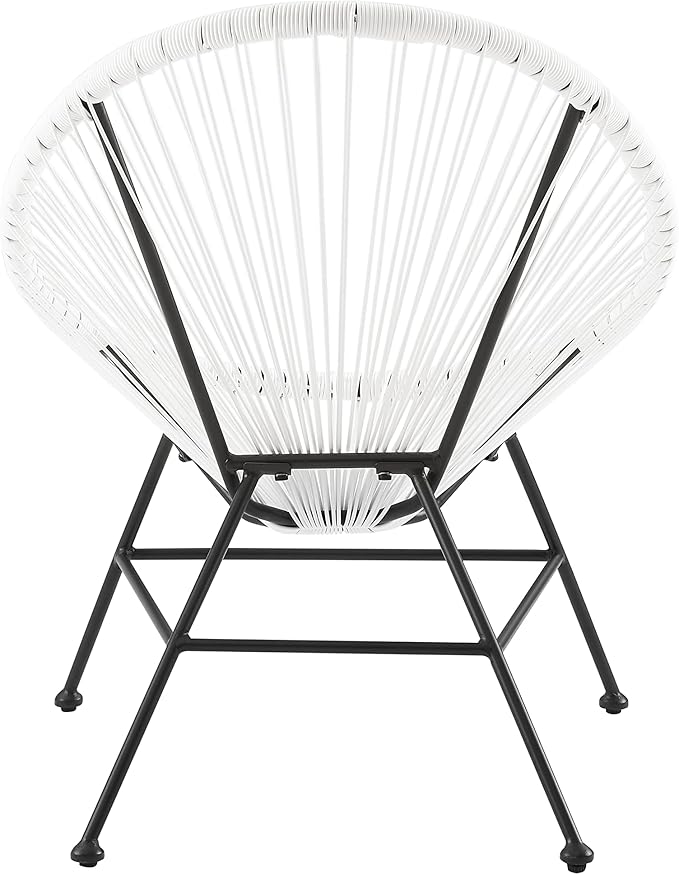 Linon Charleston White Woven Hammock Style Outdoor Chair with Black Metal Frame