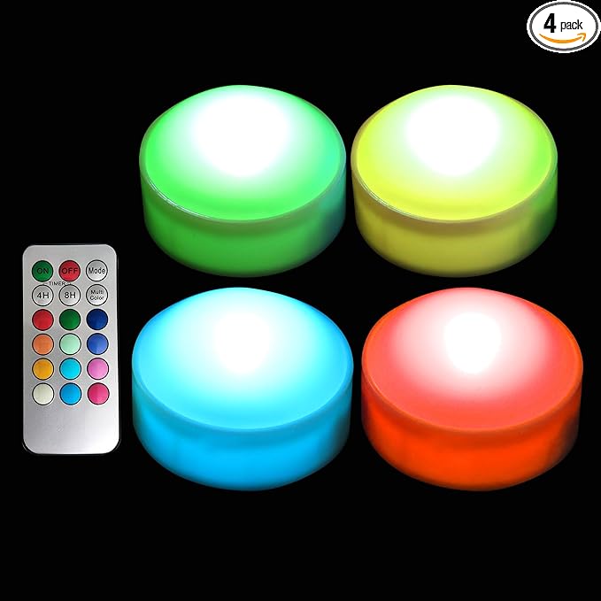 4 PCS Color Changing Halloween LED Pumpkin Candle Lights with Remote and Timer Battery Operated Colored Flameless Candle Set Bulk for Jack-O-Lantern Décor Halloween Party Home Spooky Decorations