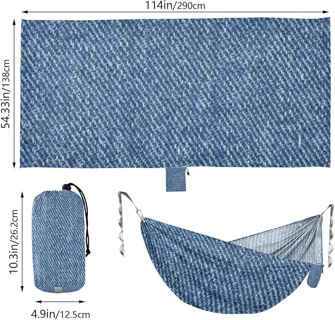 Blue Jeans 330lb Capacity Hammocks for Camping with Hanging Rope Backyard Hammock for Patio Backyard Lounge Base hamaca inflable para Piscina