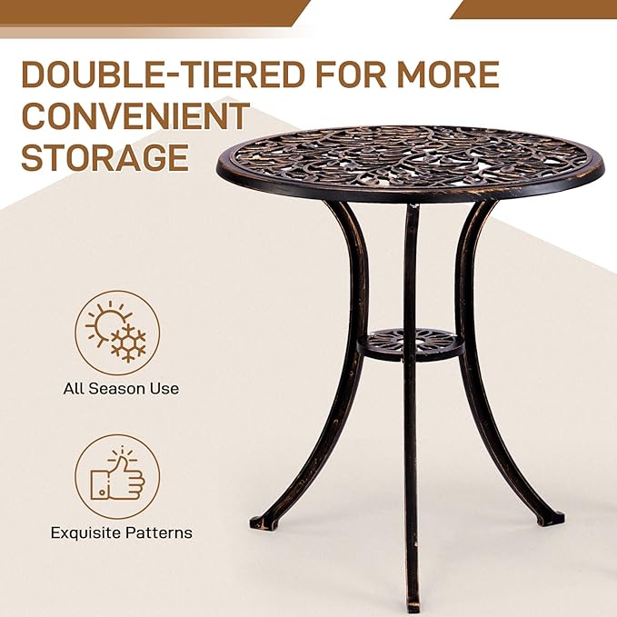 JHshop Bronze 3 Pieces Outdoor Patio Furniture Set, Garden Conversation Chairs with Table for Backyard Pool or Lawn,Balcony Furniture Sets, Table and Chairs -(Leaf)