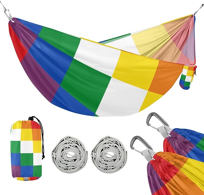 Checker Colorful 330lb Capacity Camping Hammocks Indoor Hammock for Patio Backyard Lounge Base hamaca inflable para Piscina