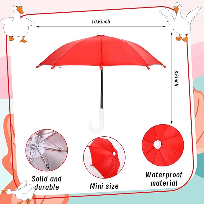Raincoat Goose Outfit Porch Goose Summer Outfit Yard Goose Raincoat Clothes with Umbrella Hat Fits 23" Outdoor Garden Lawn Patio Geese Statue for Spring Summer Seasonal Decor(Red)