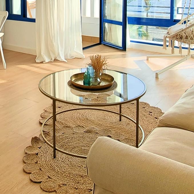 32 Inch Round Clear Tempered Glass Table Top with 1/4" Thick Polished Edges for Dining, Coffee Table, or Office Use by Fab Glass and Mirror