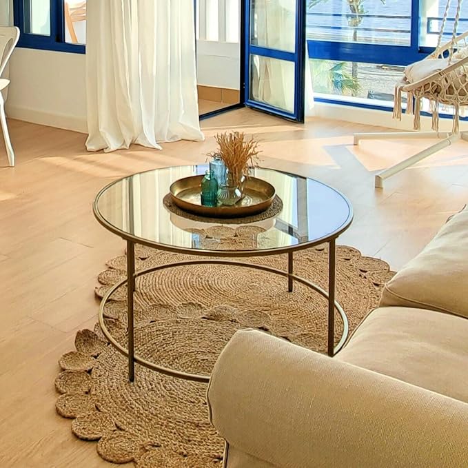 Clear Round Glass Table Top 3/8" Thick - Tempered Glass Table Top 36” - Replacement glass with Flat Polish Edge for Coffee Table, End Tables, and Dining Tables by Fab Glass and Mirror