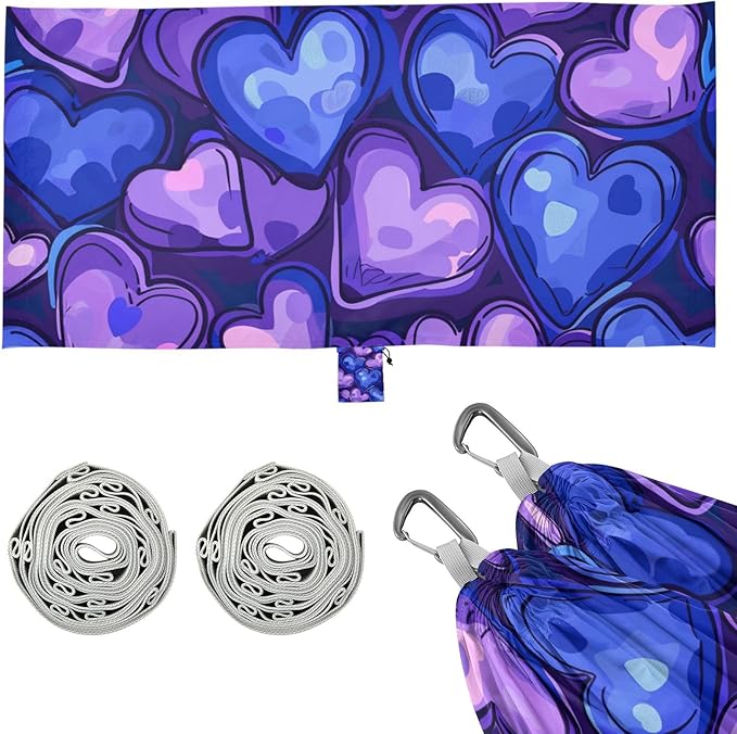 Valentine Purple Heart 330lb Capacity Hammocks for Camping with Hanging Rope Indoor Hammock for Indoor Outdoor Patio Base para poner hamaca