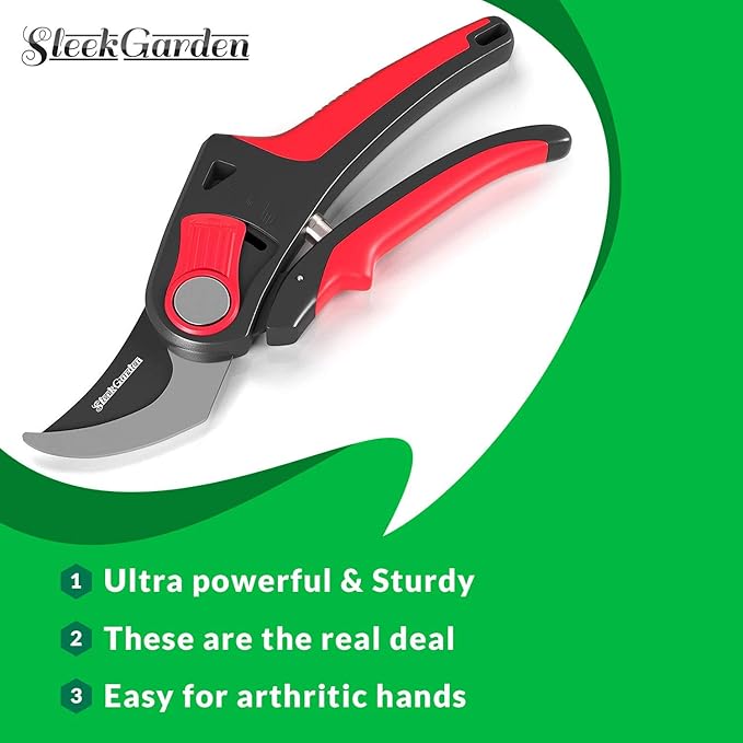Hand Pruner Professional Sharp Bypass EZ-Cut Garden Pruning Shears -Comfort Plus Handheld Gardening Tools Pruner,Rust Proof Blades Clippers/Scissors /- Shock Absorber + Cushion