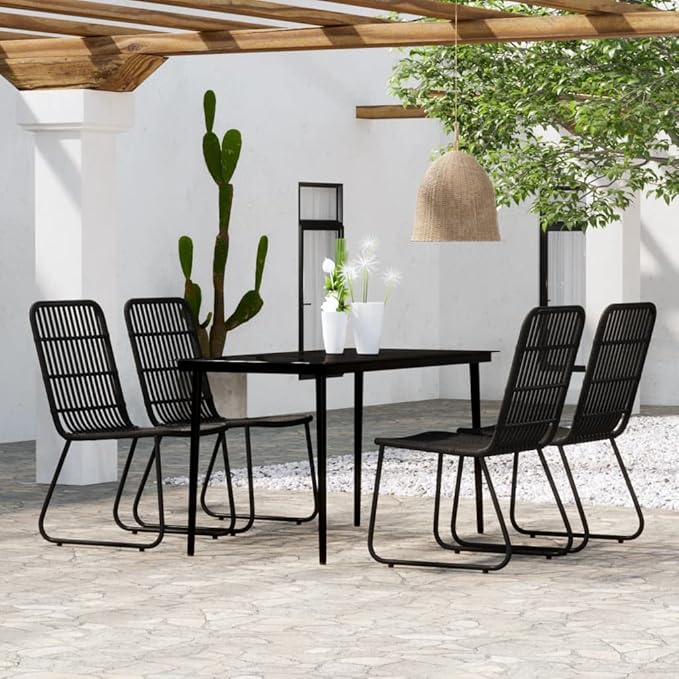 Backyard Furniture Patio Conversation Sets Outdoor Seating 5 Piece Patio Dining Set Black Suitable for Swimming Pool, Courtyard, Garden