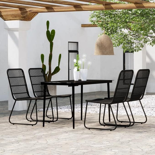 Backyard Furniture Patio Conversation Sets Outdoor Seating 5 Piece Patio Dining Set Black Suitable for Swimming Pool, Courtyard, Garden