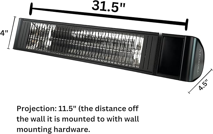 SunWave 2000-Watt Black Carbon LED Screen Infrared Patio Heater, Wireless Remote Controlled with 6 Heat Levels, Electric 220-240v Residential or Commercial by Muskoka Lifestyle Products