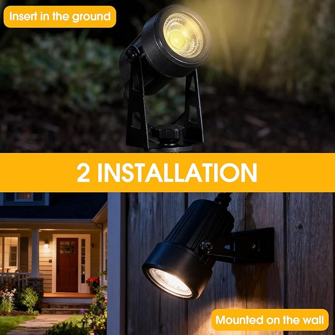 CPLIRIS Outdoor Landscape Lighting, LED Spot Lights Kit for Garden, Yard, House, Lawn, Tree, Flags, Fence Use, Warm White 2700k-3300k, IP67 Waterproof & Connectable - 8 Pack