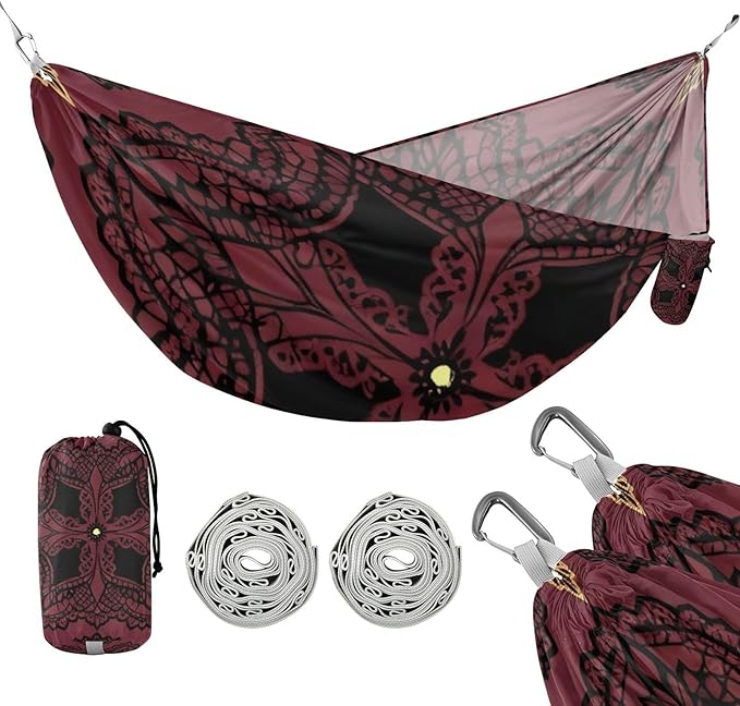 Lace and Gold Ornament Hammocks with Tree Straps Swing Hammock for Indoor Outdoor Patio