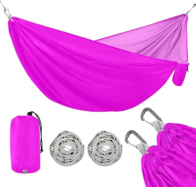 Purple 330lb Capacity Camping Hammock with Hanging Rope Backyard Hammock for Outside Patio Garden hamaca con Base para adultos