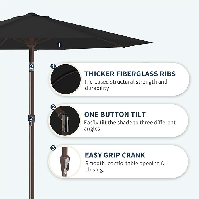 PatioKingdom 11FT Patio Umbrella,Outdoor Umbrella with Push Button Tilt and Crank,Market Table Umbrella with 8 Sturdy Fiberglass Ribs UV Protection
