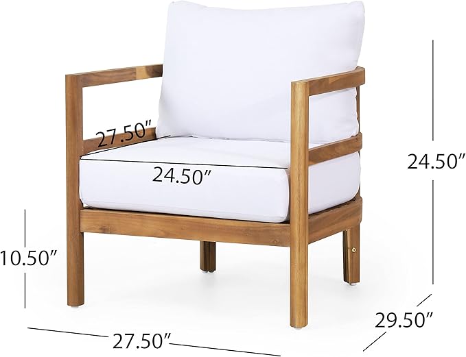 Christopher Knight Home Ellendale Chat Set, White + Teak