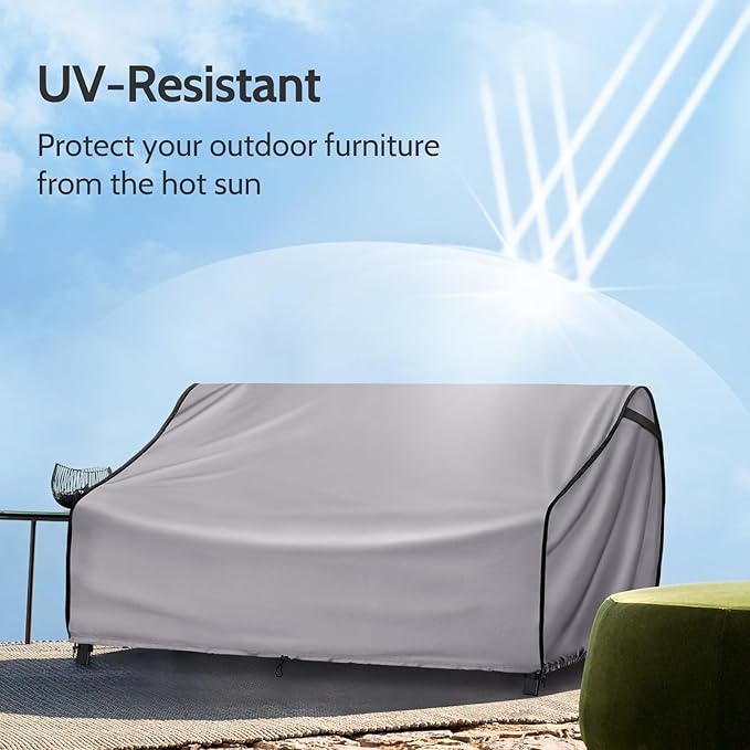Outdoor Furniture Covers for Sofa Waterproof, Patio Loveseat Cover Tear Resistant, Fits up to 58W x 32.5D x 31H inches, Grey