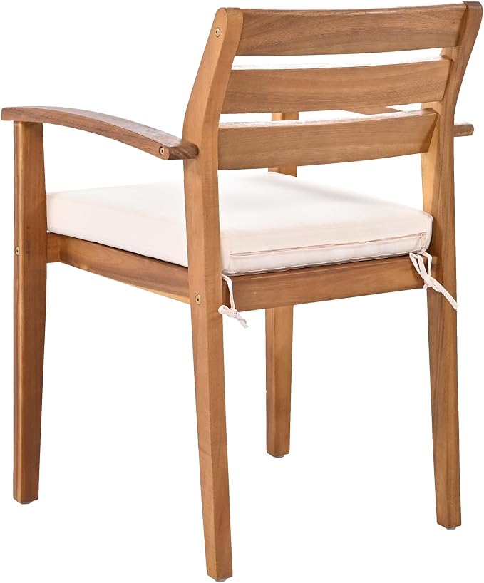 7-piece Outdoor Dinning Table Set for 7-8 Person,Outdoor Wood Dining Set includes a Dining Table and One Bench and 5 Ergonomic Armchairs with Removable Cushions for Garden Backyard (Nature--@OT03)