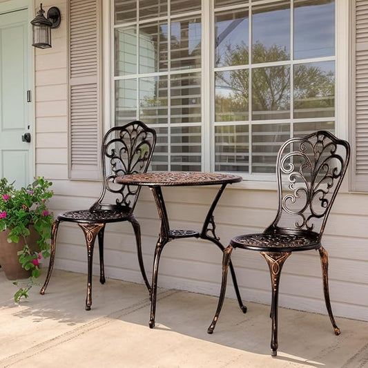 JHshop Bronze 3 Pieces Outdoor Patio Furniture Set, Garden Conversation Chairs with Table for Backyard Pool or Lawn,Balcony Furniture Sets, Table and Chairs -（Butterfly）