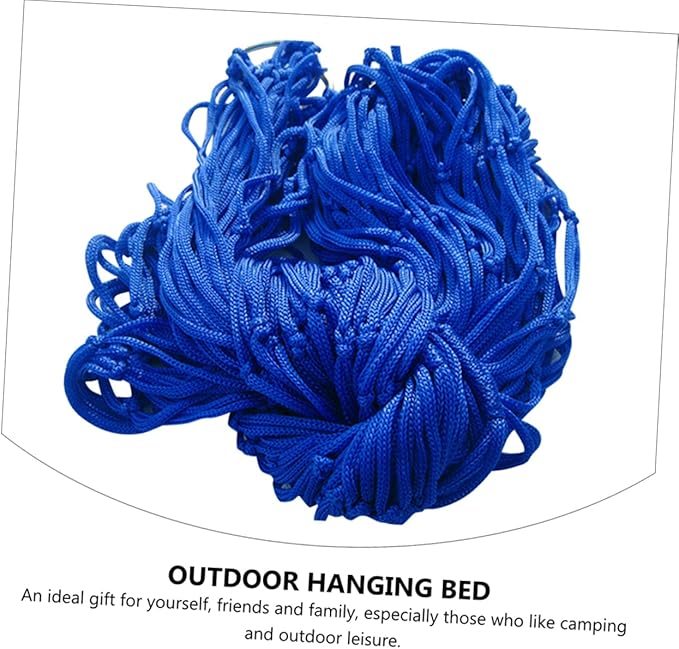 2pcs Lightweight Nylon Rope Hammocks for Outdoor Leisure Portable Camping Swing Beds in Blue for Travel Hiking and Relaxation