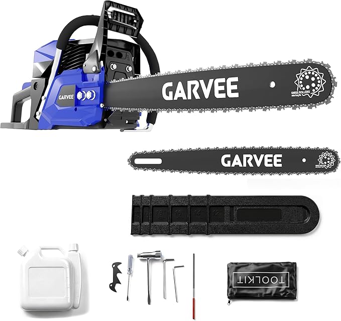 IDEALHOUSE Gas Chainsaws, 20 Inch Gas Powered Chainsaw, 58CC 2-Stroke Top Handle Chainsaw, Ergonomic Non-Slip Handle and Dual Fuel Tanks, Quick Start, for Tree Pruning Wood Cutting Yard Maintenance