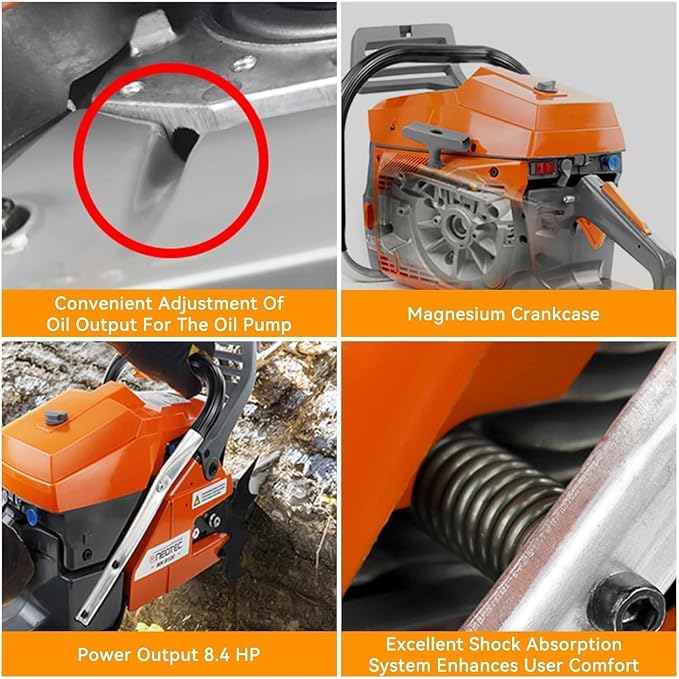 NEO-TEC NH8120 Chainsaw Gas 120cc Gas Powered Chainsaw with 28 Inch Bar, 8.4hp 6.2kw Big Large 2-cycle Motosierra De Gasolina for Extreme Logging Cutting, All Parts Fit for Husqvarna 3120 Xp